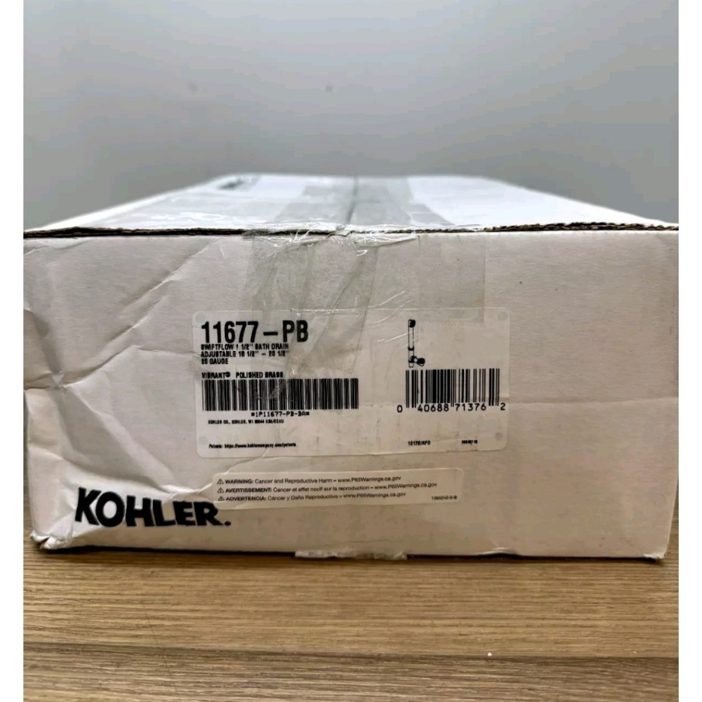 Kohler K-11677-PB Swiftflo adjustable trip lever tub Drain Polished Brass NIB